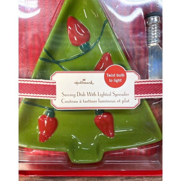 Hallmark Christmas Tree Serving Dish With Lighted Spreader - Picture 2 of 6
